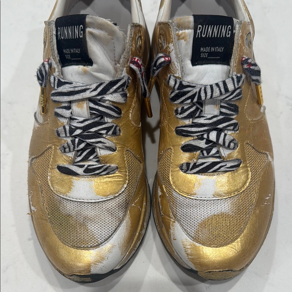 Gold and White Running Sneakers 39